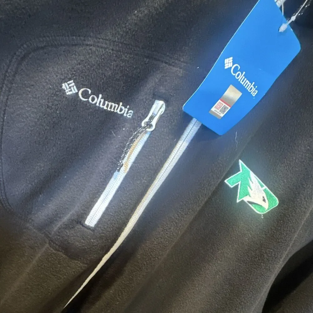 Columbia UND Fighting Hawks Men’s M Full Zip Fleece Jacket Black NWT